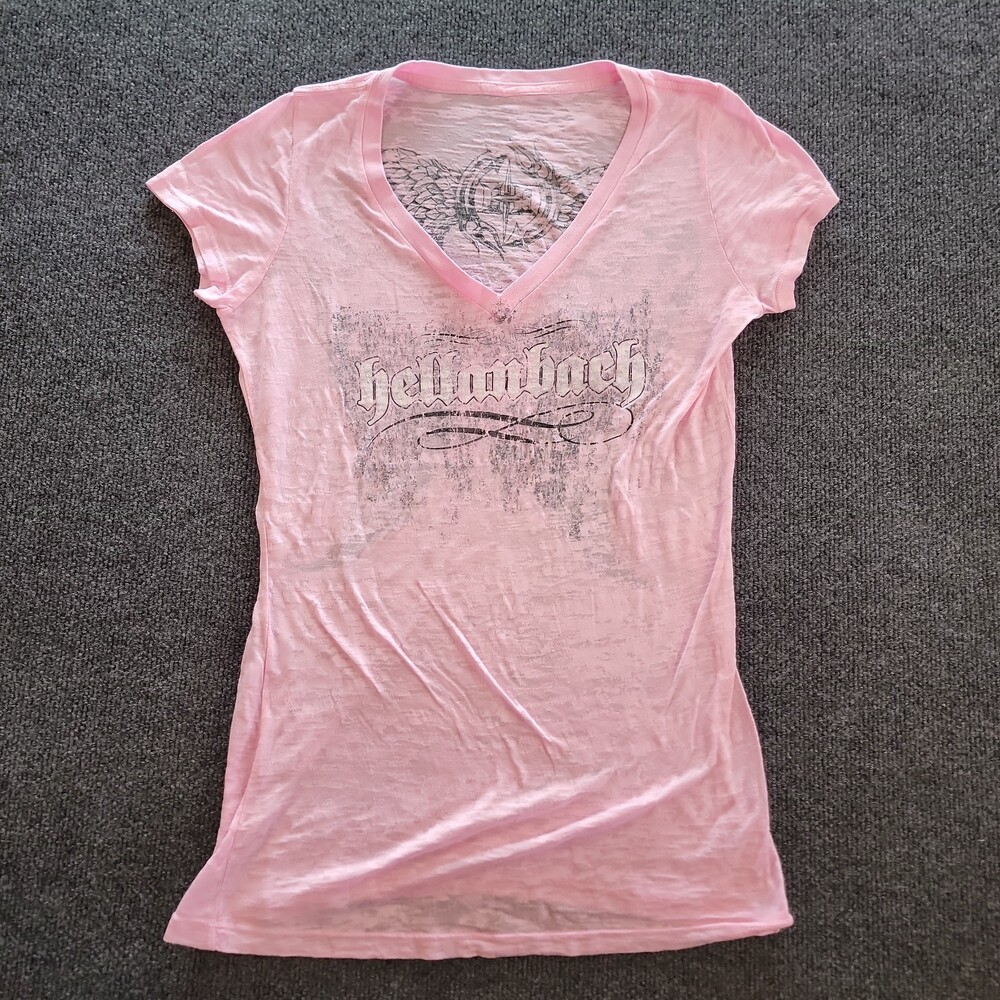 Vintage Y2K Hellanbach Graphic T Shirt Womens XL Grunge Skate Streetwear STURGIS